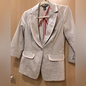 White House Black Market ivory striped blazer